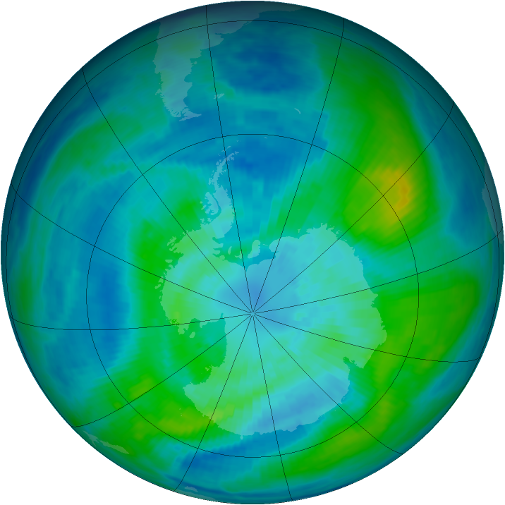 Antarctic ozone map for 25 March 1987